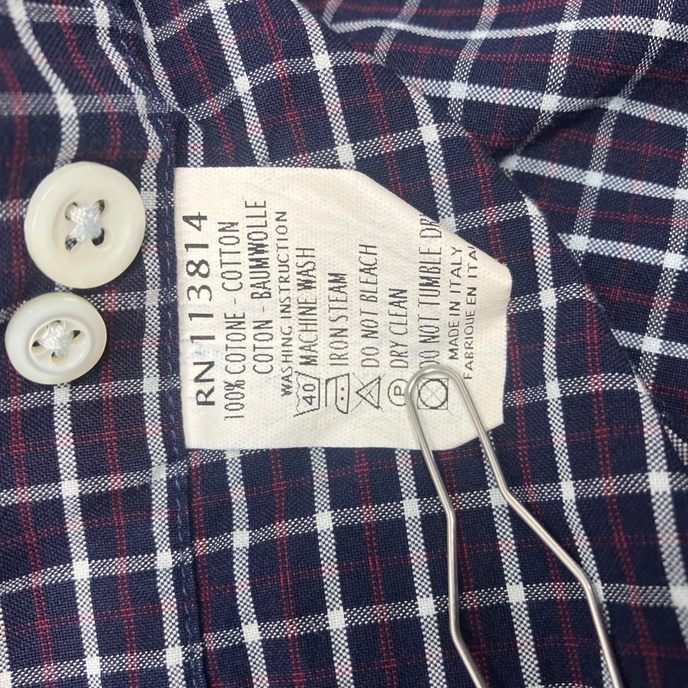 Billy Reid Navy Blue Plaid Check Button Down Shirt Standard Cut Men's Medium - Picture 7 of 7